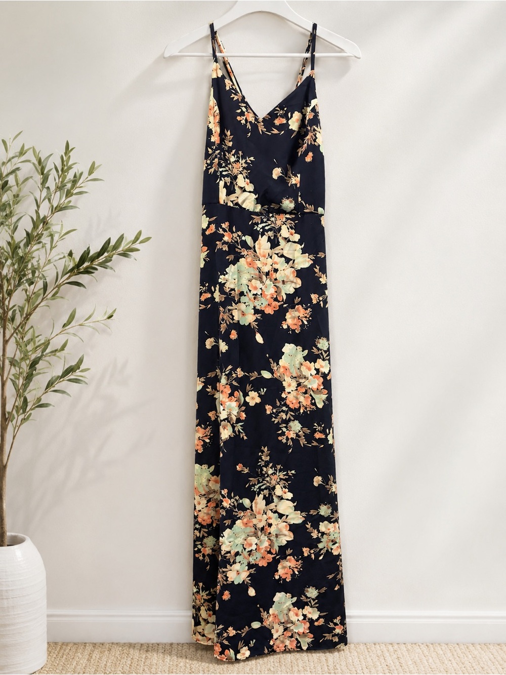 Soprano Navy Floral Maxi Dress with Peach & Mint Blooms